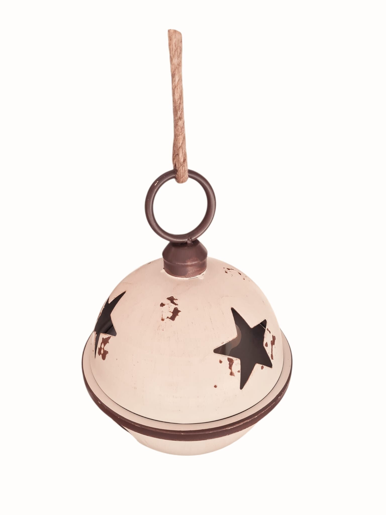 Vintage metalen kerstbel wit