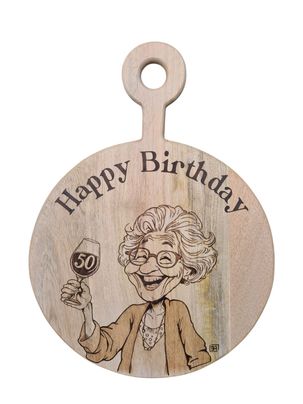 Serveerplank Happy Birthday 50