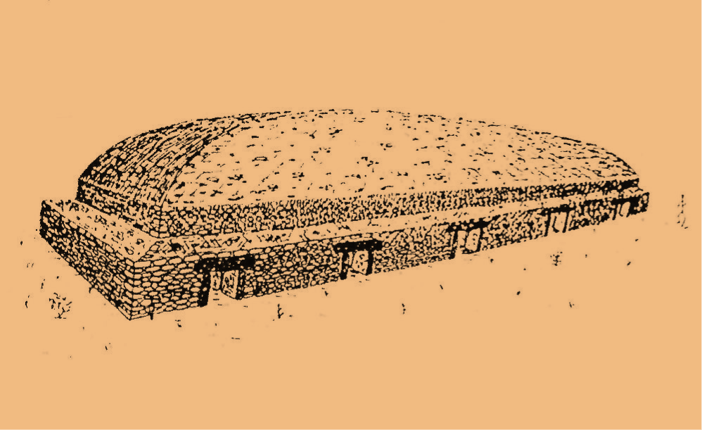 Restitution du grand tumulus de Montiou, Sainte-Soline (Deux-Sèvres)