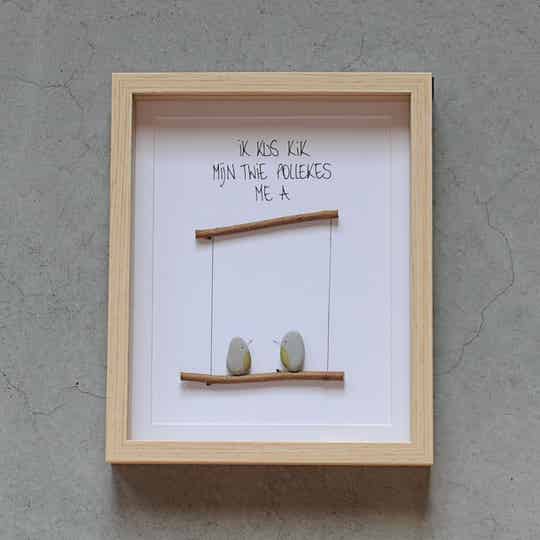 Pebble art  Ik kus kik mijn twie pollekes me a