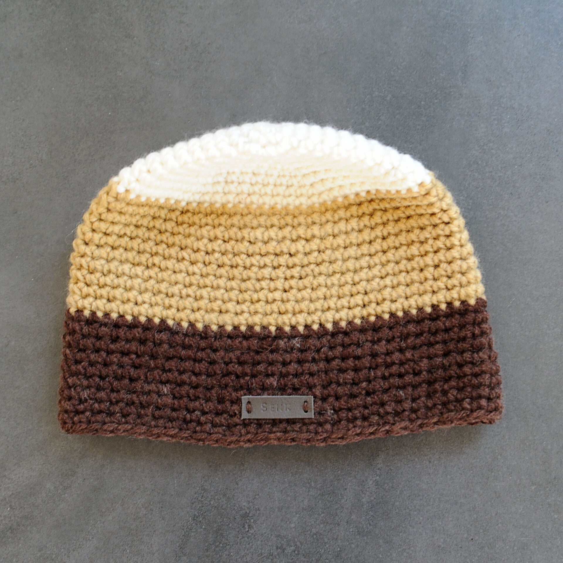 Muts Marie Bruin-roze-ecru