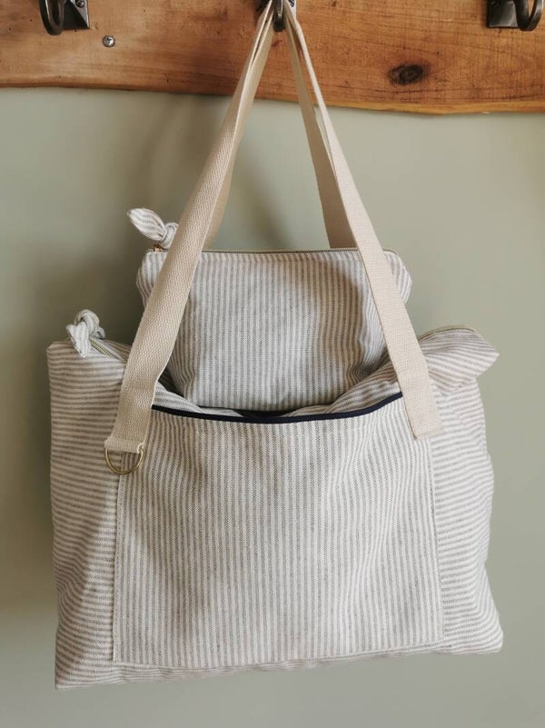 Sac rayure cabas bleu