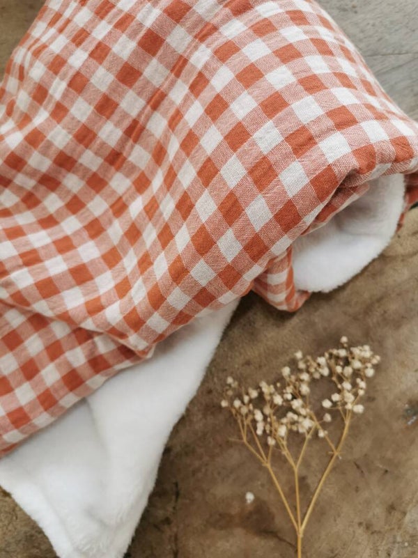 Couverture polaire Carreaux rouille
