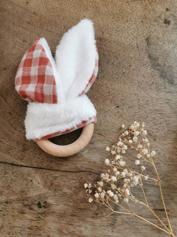 Anneau de dentition - Carreaux rouille