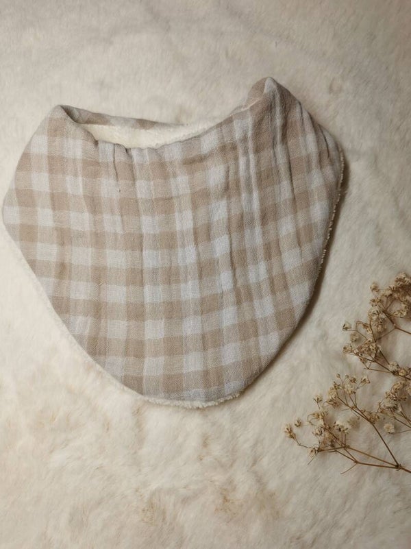Bavoir de Naissance Carreaux beige