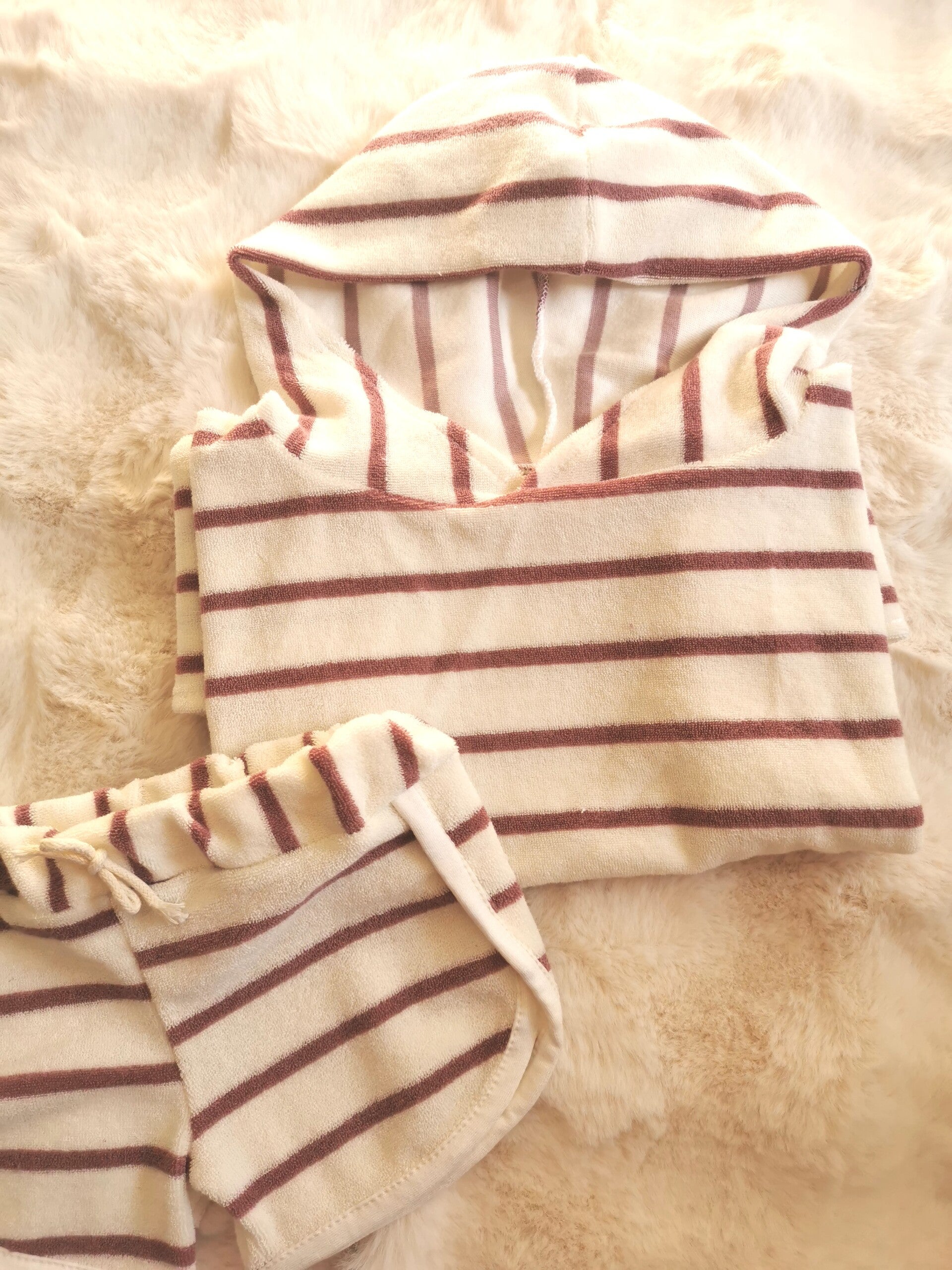 Poncho de plage 4-8 ans VIEUX ROSE
