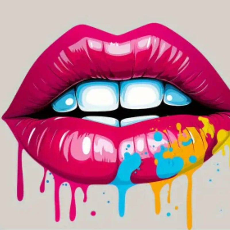 Colourful DTF graphic print featuring a bold lips design