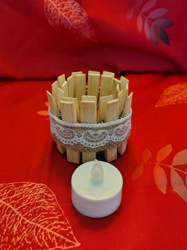 Bougie led - support fait maison -DIY avec épingle à linge
