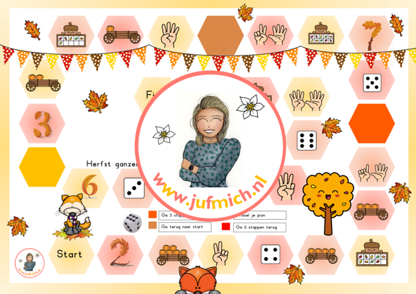 Herfst ganzenbord getalbeelden herfst