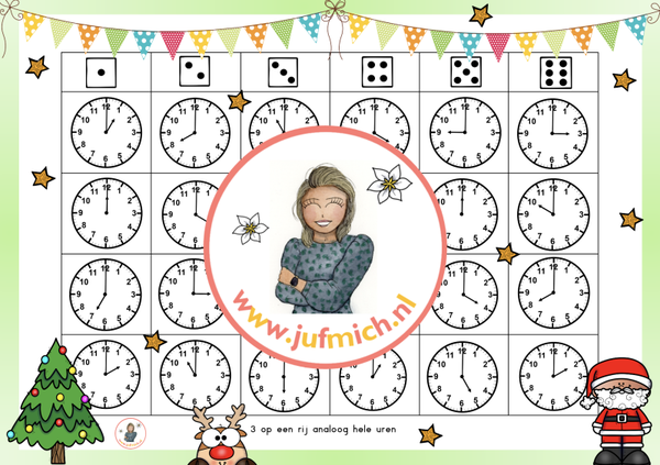 3/4 op een rij analoog hele uren kerst