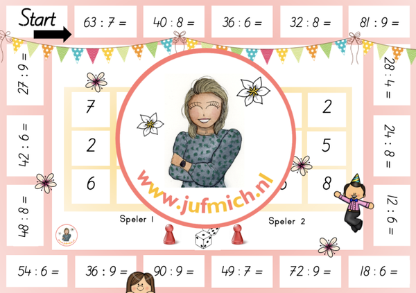 rekenmuur laag 3 - Bingo 2-tallen deelsommen