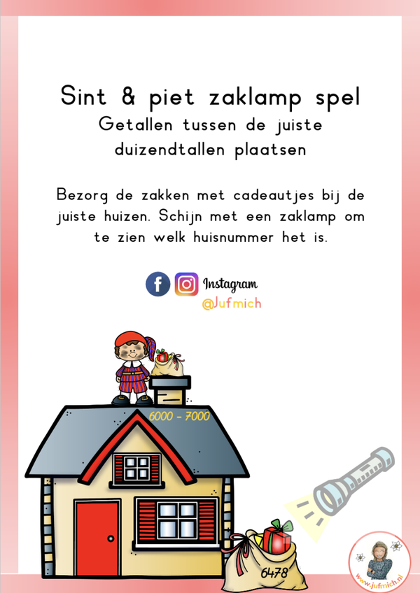 Zaklamp spel tussen juiste duizendtallen sint