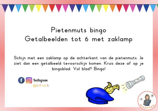 Zaklamp bingo getalbeelden tot 6 sint
