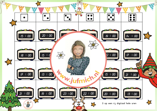 3/4 op een rij digitaal hele uren kerst