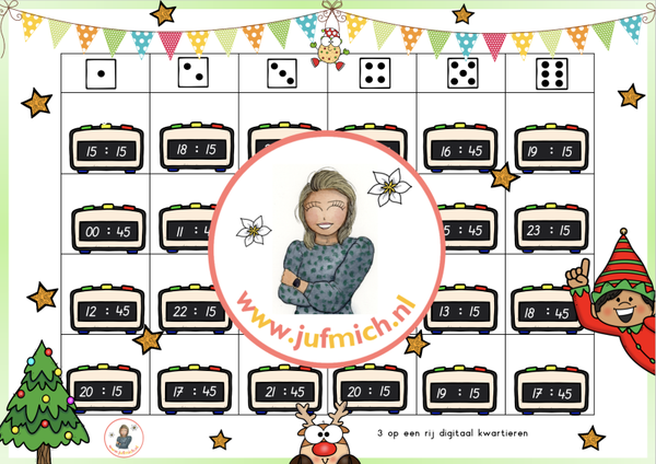 3/4 op een rij digitaal kwartieren kerst