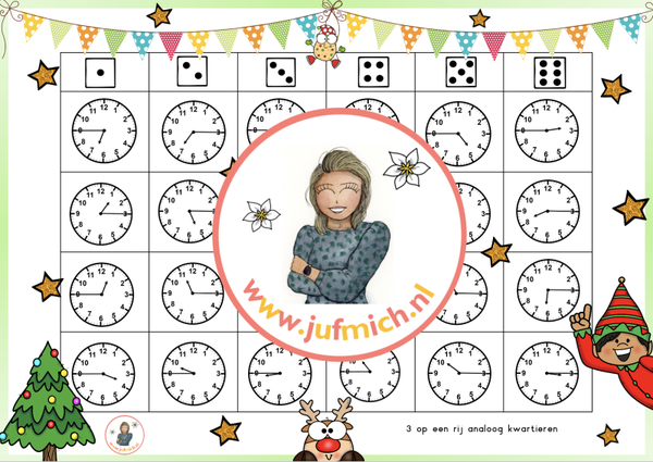 3/4 op een rij analoog kwartieren kerst