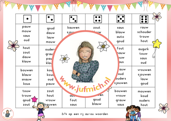 Spelling - 3/4 op een rij au/ou versie 2 lezen