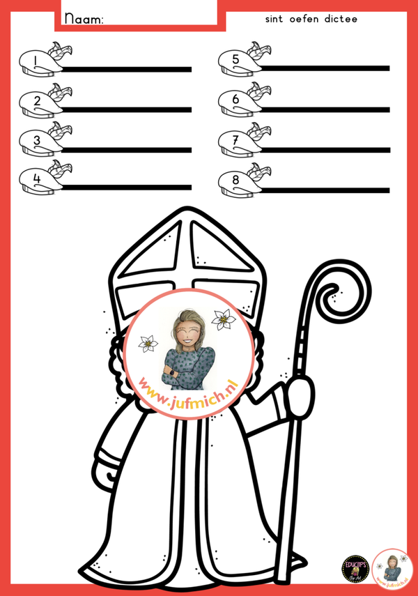 Sint & piet kleurplaat dictee