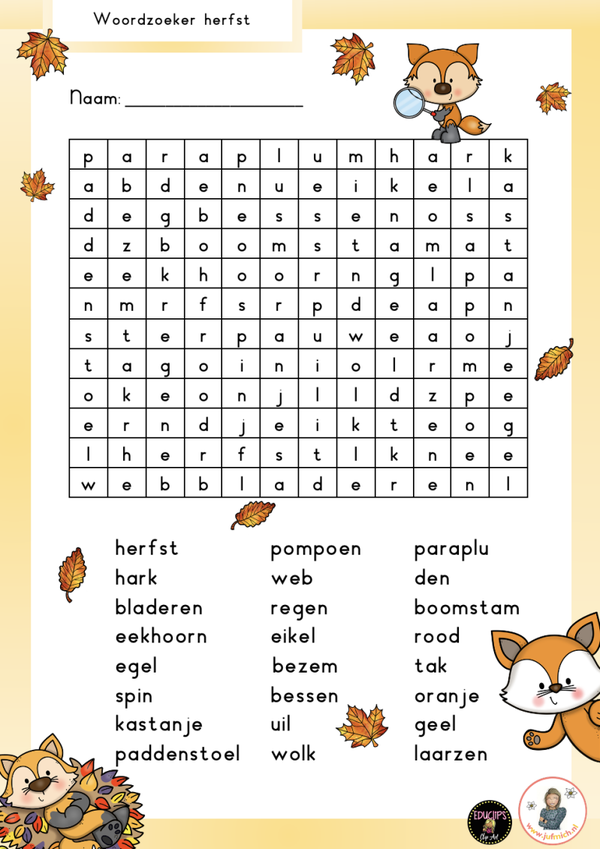 Woordzoeker herfst