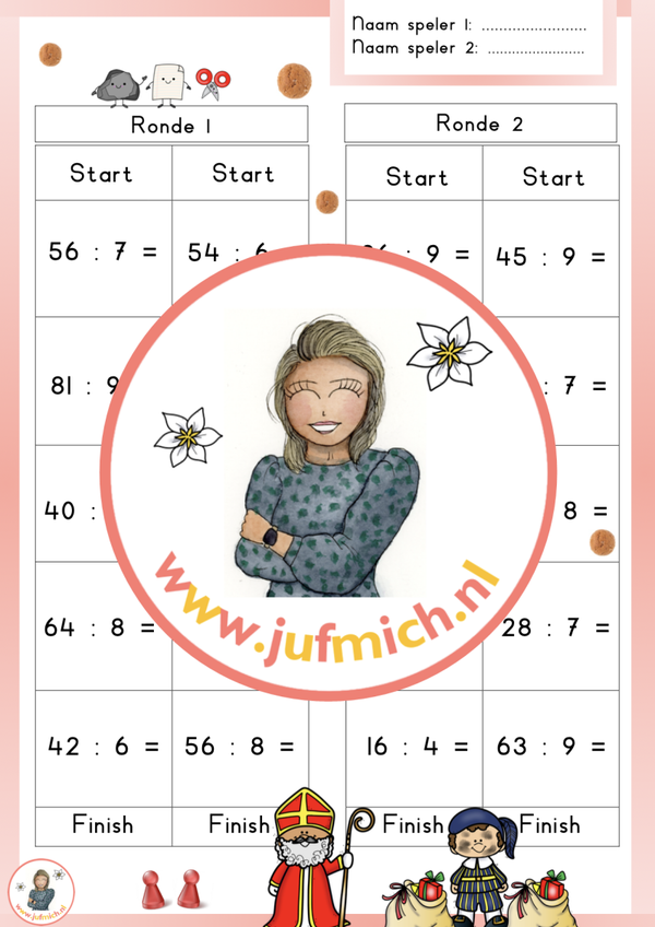 Steen papier schaar deelsommen sint