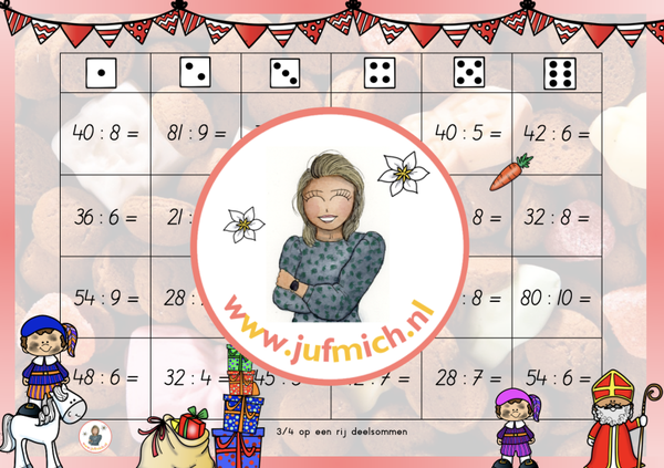 3/4 op een rij deelsommen sint