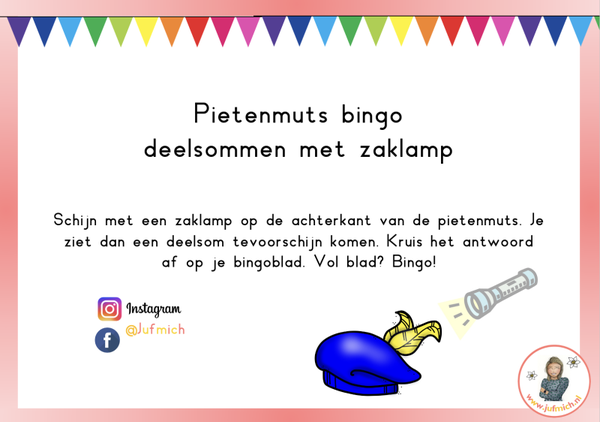 Bingo zaklamp spel deelsommen sint