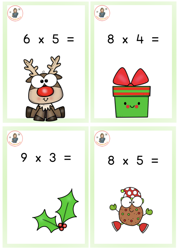 Speurtocht keersommen tafel 2 t/m 5 & 10 gemixt kerst