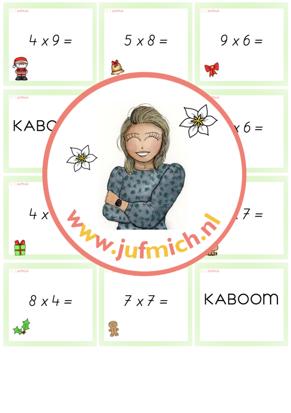 Kaboom keersommen gemixt tafel 6 t/m 9 kerst