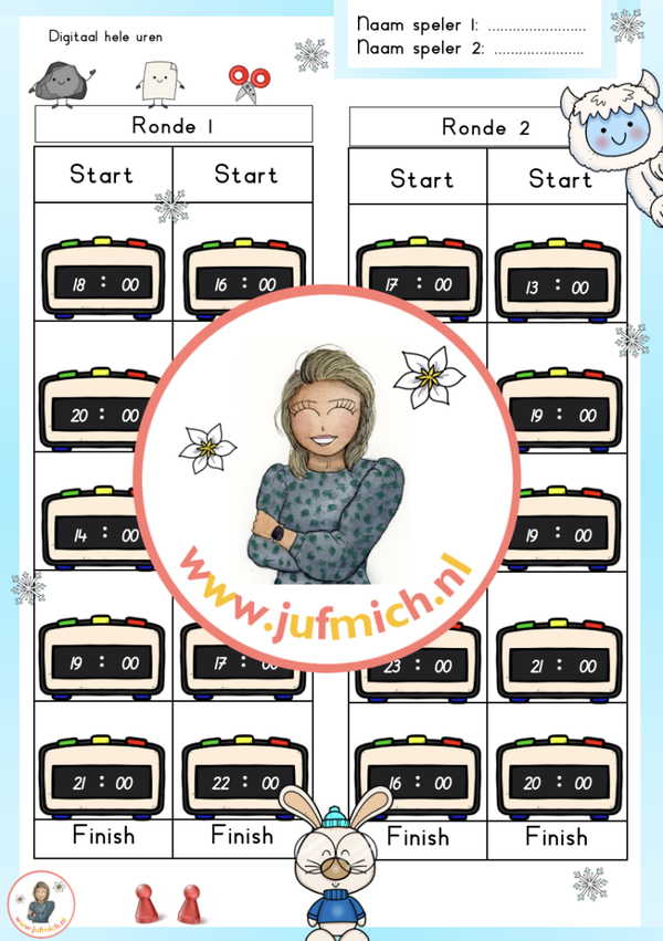 Steen papier schaar digitaal hele uren winter