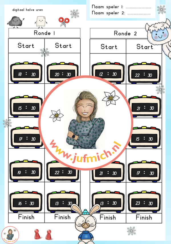 Steen papier schaar digitaal halve uren winter