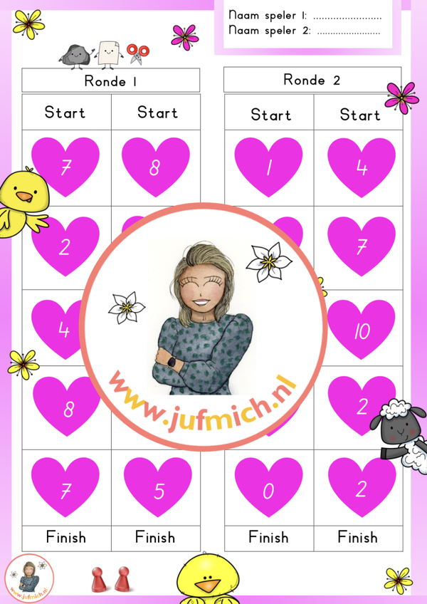 Steen papier schaar verliefde harten lente