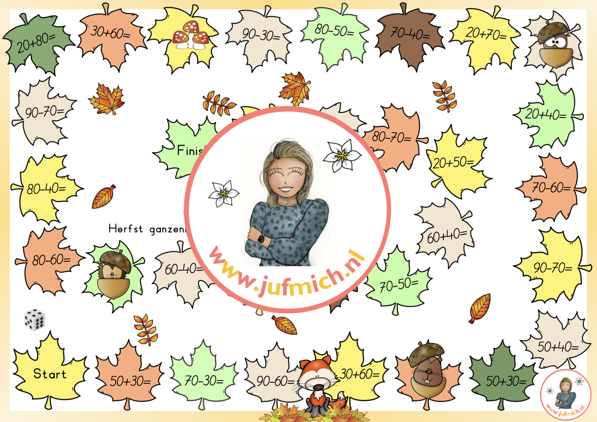 Ganzenbord sommen tot 100 tientallen herfst