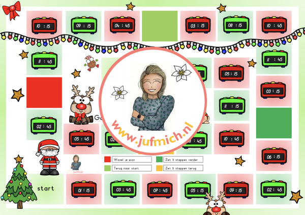 Ganzenbord digitaal kwartieren versie 2 (tot 12 uur) kerst