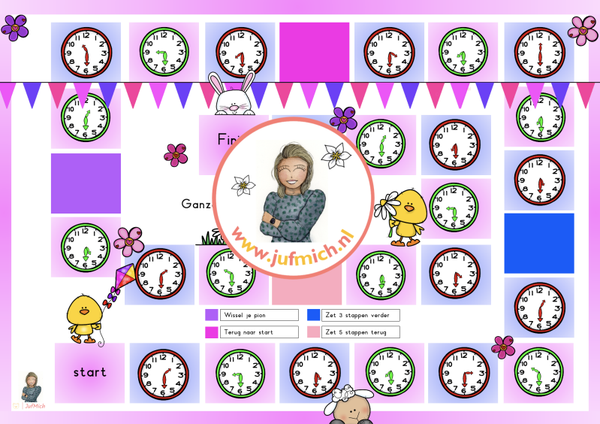 Ganzenbord analoog halve uren lente