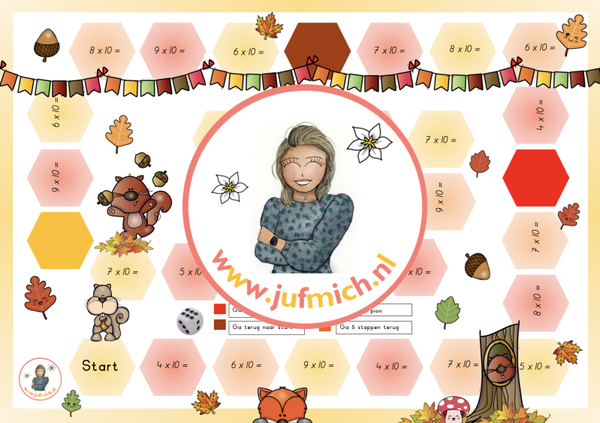 Ganzenbord tafel van 10 herfst