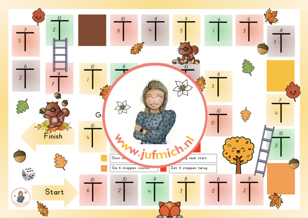 ganzenbord splitsen tot 10 herfst