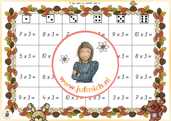 3/4 op een rij tafel van 3 herfst