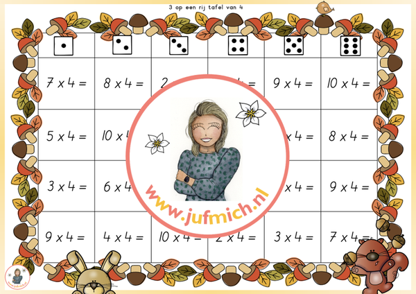 3/4 op een rij tafel van 4 herfst