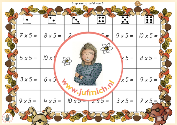 3/4 op een rij tafel van 5 herfst