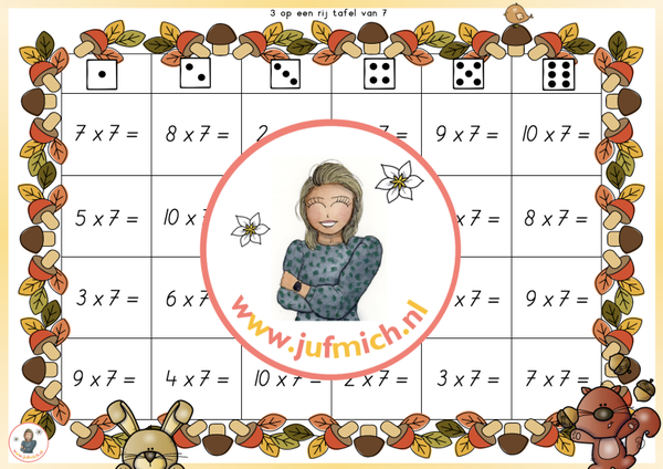 3/4 op een rij tafel van 7 herfst