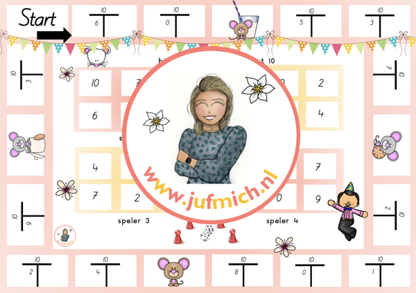 rekenmuur laag 1 - Bingo 4-tallen splitsen tot 10