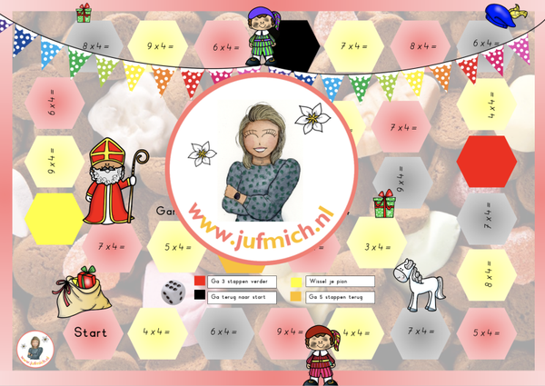 Ganzenbord keersommen tafel van 4 sint