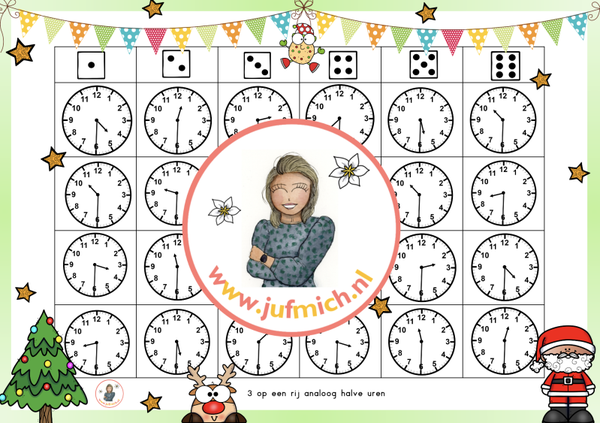 3/4 op een rij analoog halve uren kerst