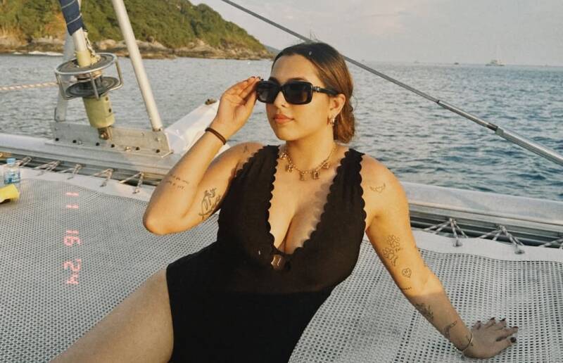 Aaliyah Kashyap in black swimsuit