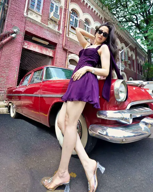 Zoya Afroz in purple frock skirt 