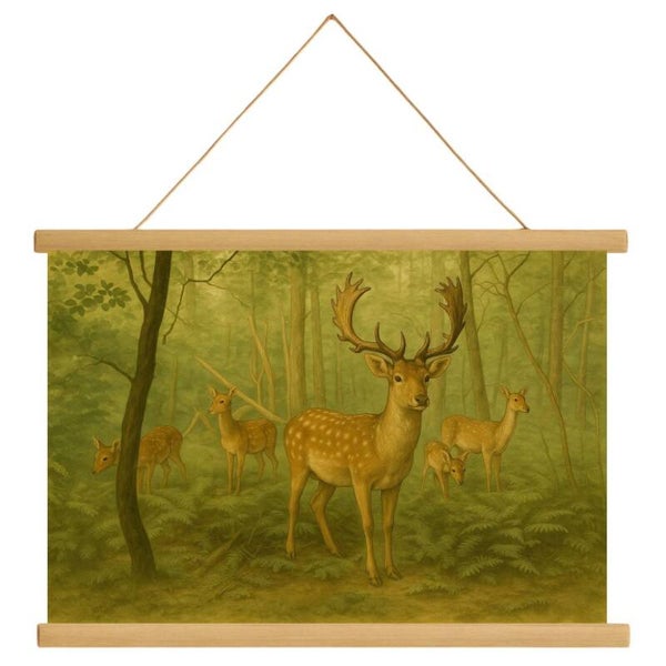 Schoolplaat Herten in het bos