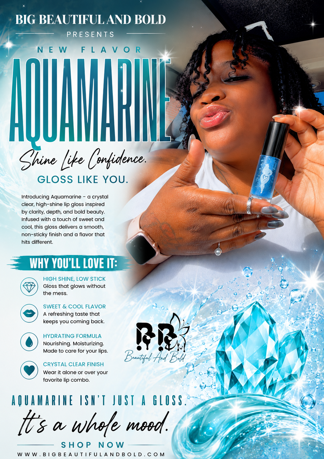 Big beautiful and Bold Aquamarine (Large lipgloss)