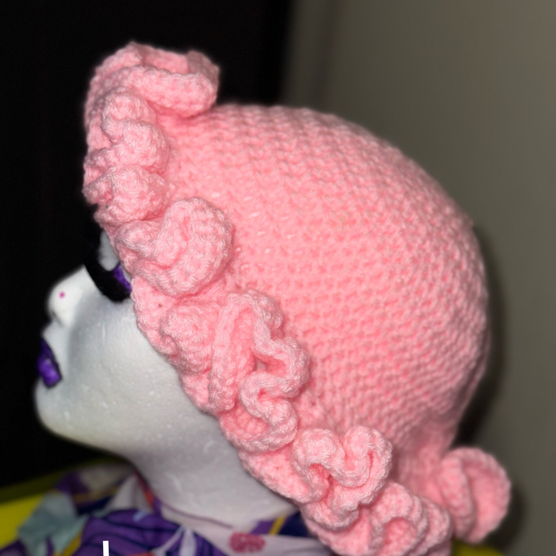 Light pink crotchet hat