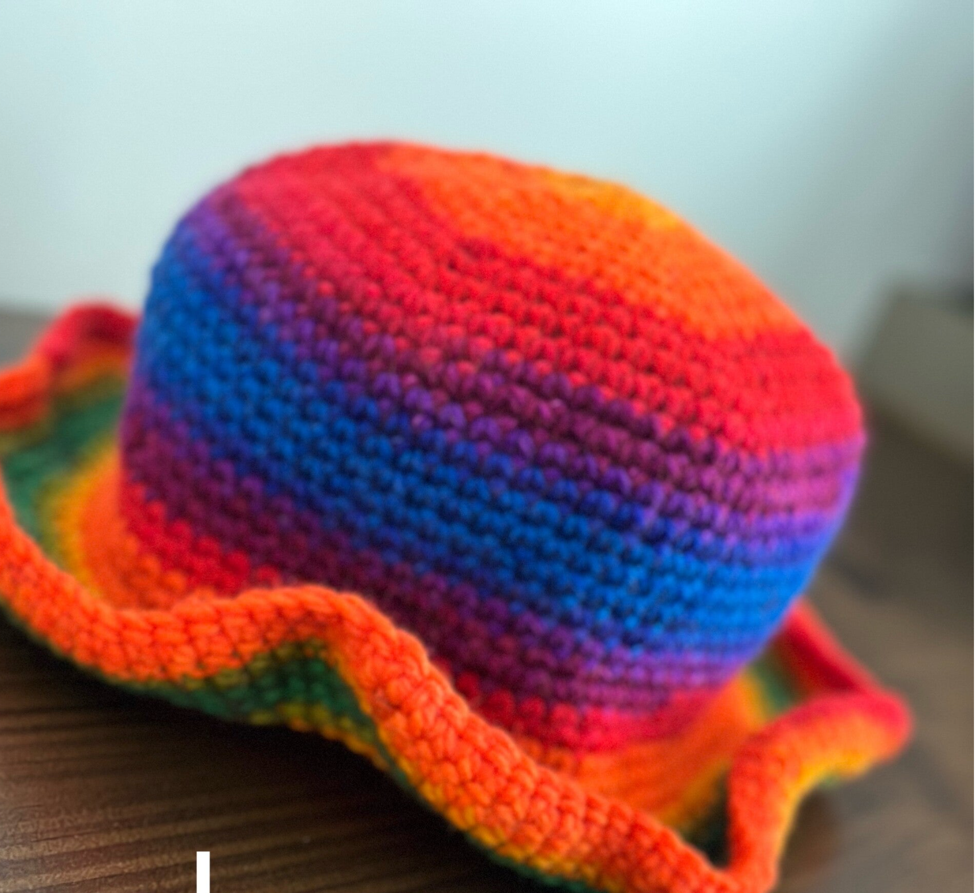 Rainbow crotchet hat