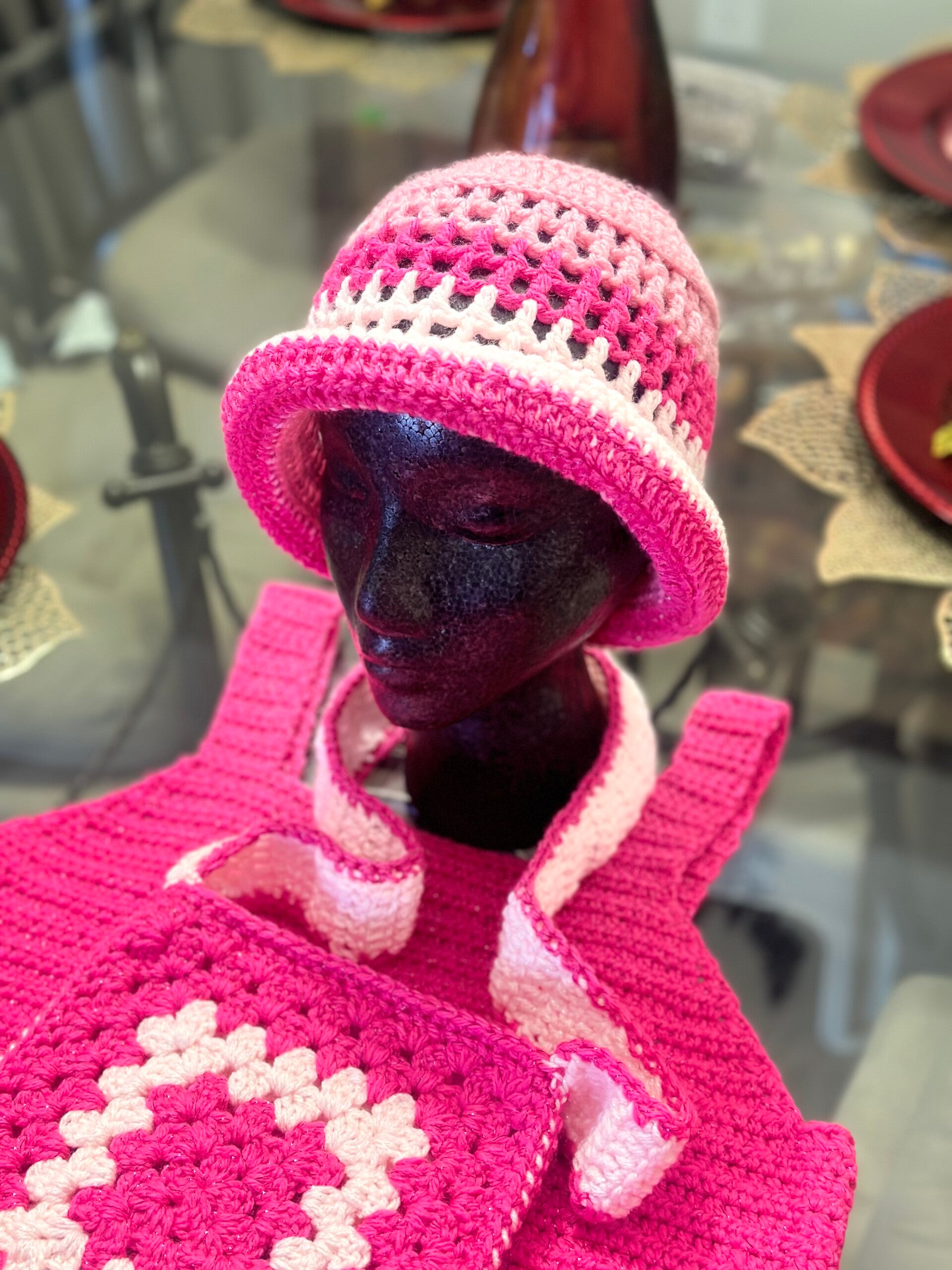 Pink Passion Crotchet Crop-top Set
